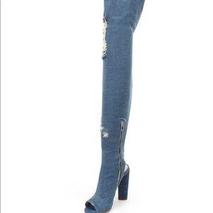 Denim over the knee boot